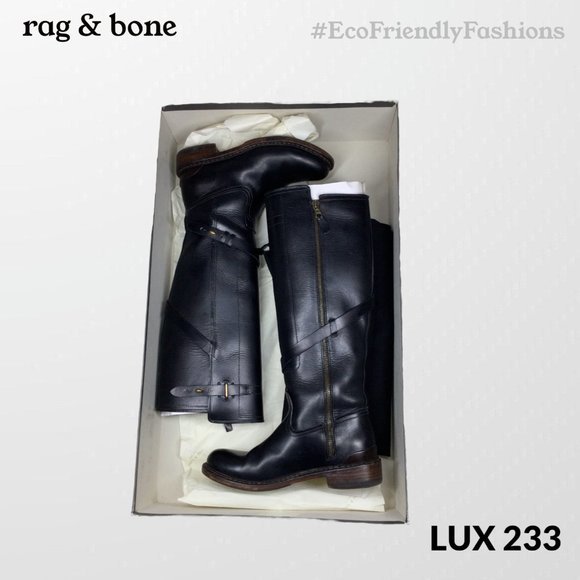 Rag Bone Women's Black Leather Tall Boot Knee High Riding